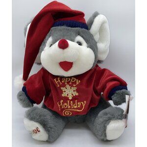 Dan Dee Happy Holiday 2000 Gray Mouse Plush Stuffed Animal 11” Christmas